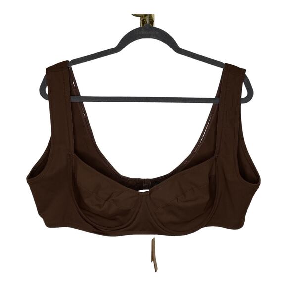 NWT Skims Plunge Longline Swimwear Bralette Jasper Brown Size 4X - Picture 1 of 7